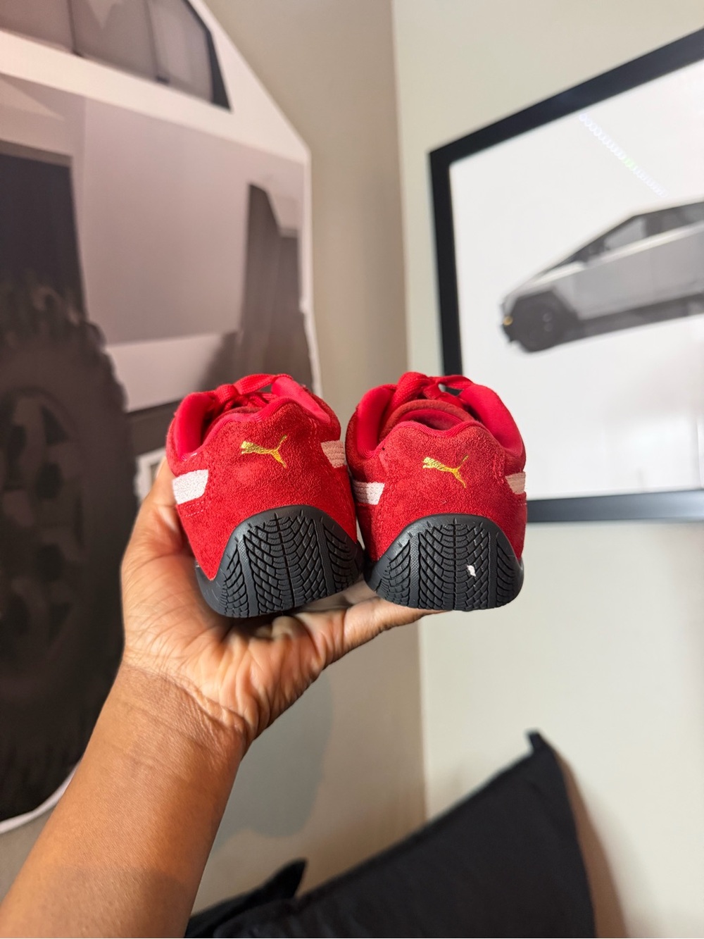 Puma Kids Red Suede Sneakers with White Formstrip - Picture 4 of 9